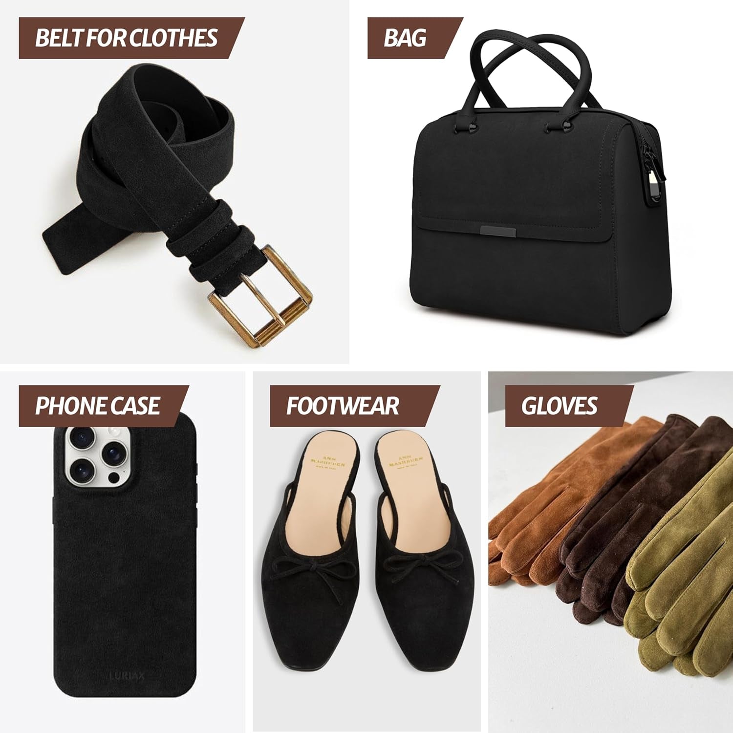 12''X24'' Premium Suede Split Leather Sheets for Crafts – Black Velor Leather Square – 1.6 MM Thick – Genuine Cowhide Split Sheet for DIY Projects & Crafting