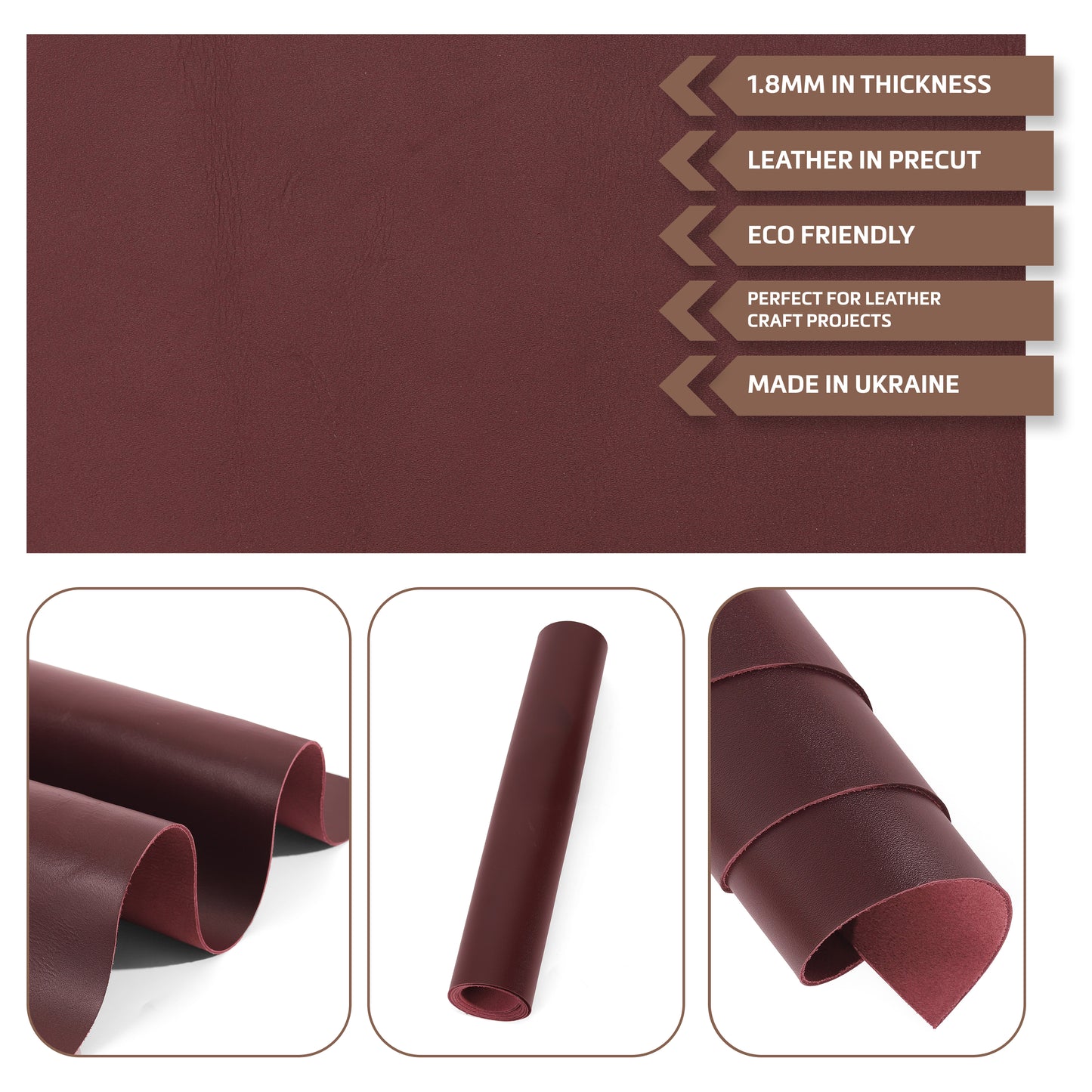 Glossy Full Grain Cowhide Leather Sheets
