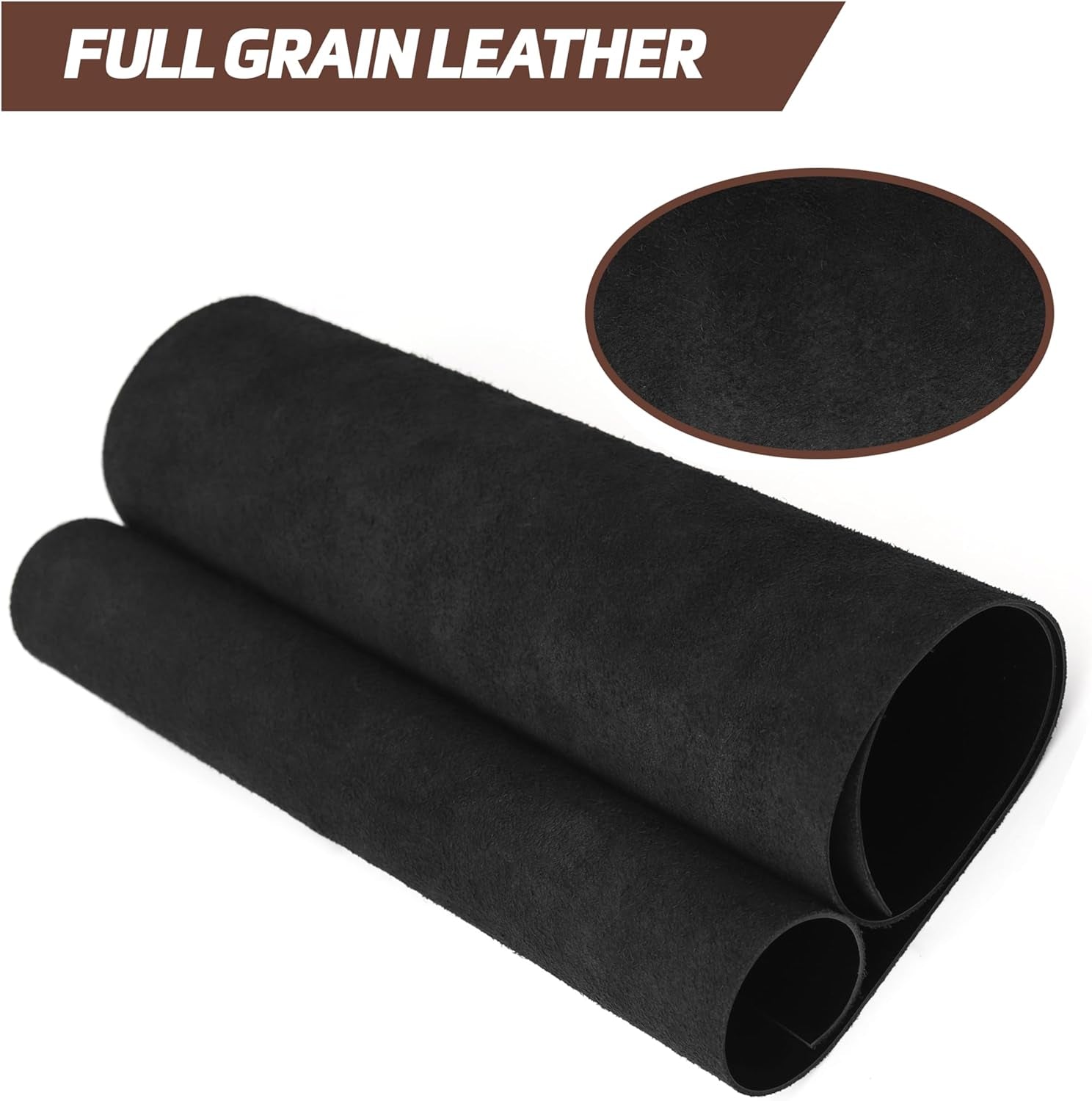 12''X24'' Full Grain Black Leather Sheets for Crafts - Pieces for Leather Working - 1.3MM Thick Cowhide Pieces - Sheet for Sewing Hobby Arts and Crafts