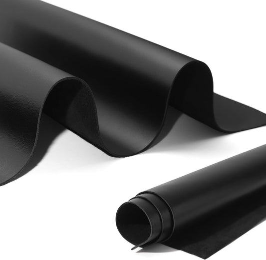 12''X24'' Full Grain Black Leather Sheets for Crafts - Pieces for Leather Working - 1.3MM Thick Cowhide Pieces - Sheet for Sewing Hobby Arts and Crafts