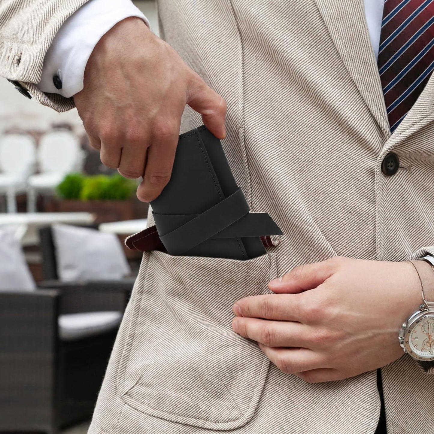 Handcrafted Genuine Leather Tobacco Pipe Pouch – Compact Pipe Roll Organizer for Smoking Accessories – Black Travel Case with Slots for Pipe, Tobacco, Filters & Matches