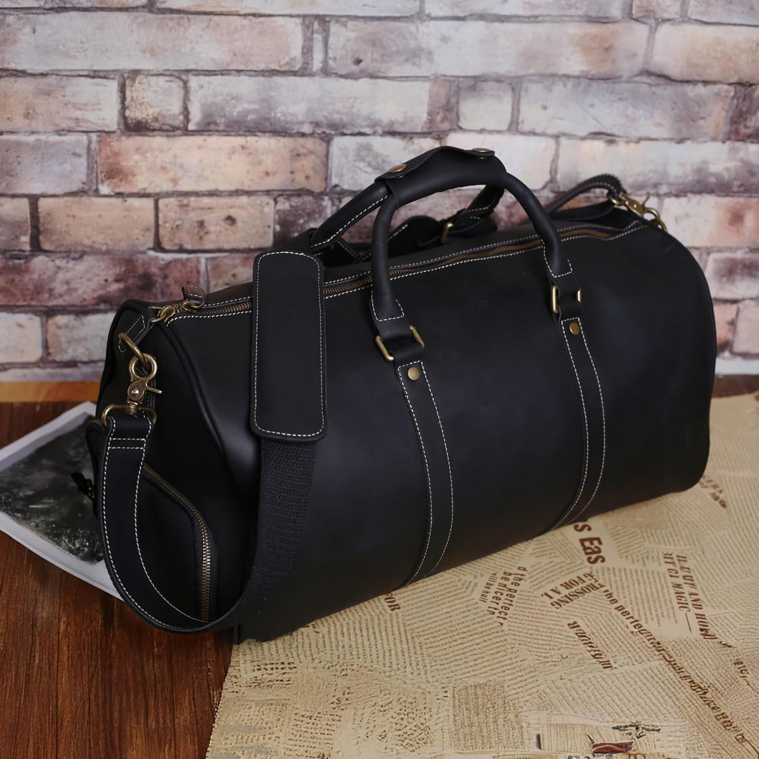 12''X24'' Faux Leather Fabric Sheet for Crafts - Black 1.6-1.8 MM Thick - Thick Durable Synthetic Upholstery Fake Leather Vinyl Sheet for Arts and Crafts