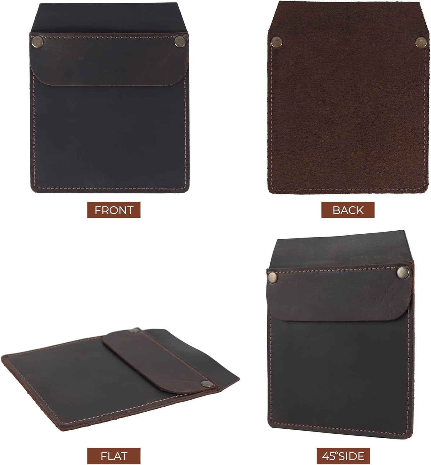 Premium Leather Brown Pocket Protector Tool Pouch – Heavy Duty Handmade Organizer for Pens, Screwdrivers, Utility Knives & Small Tools – Fits Shirt & Jacket Pockets (5.9” X 4.9”)