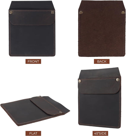 Premium Leather Brown Pocket Protector Tool Pouch – Heavy Duty Handmade Organizer for Pens, Screwdrivers, Utility Knives & Small Tools – Fits Shirt & Jacket Pockets (5.9” X 4.9”)