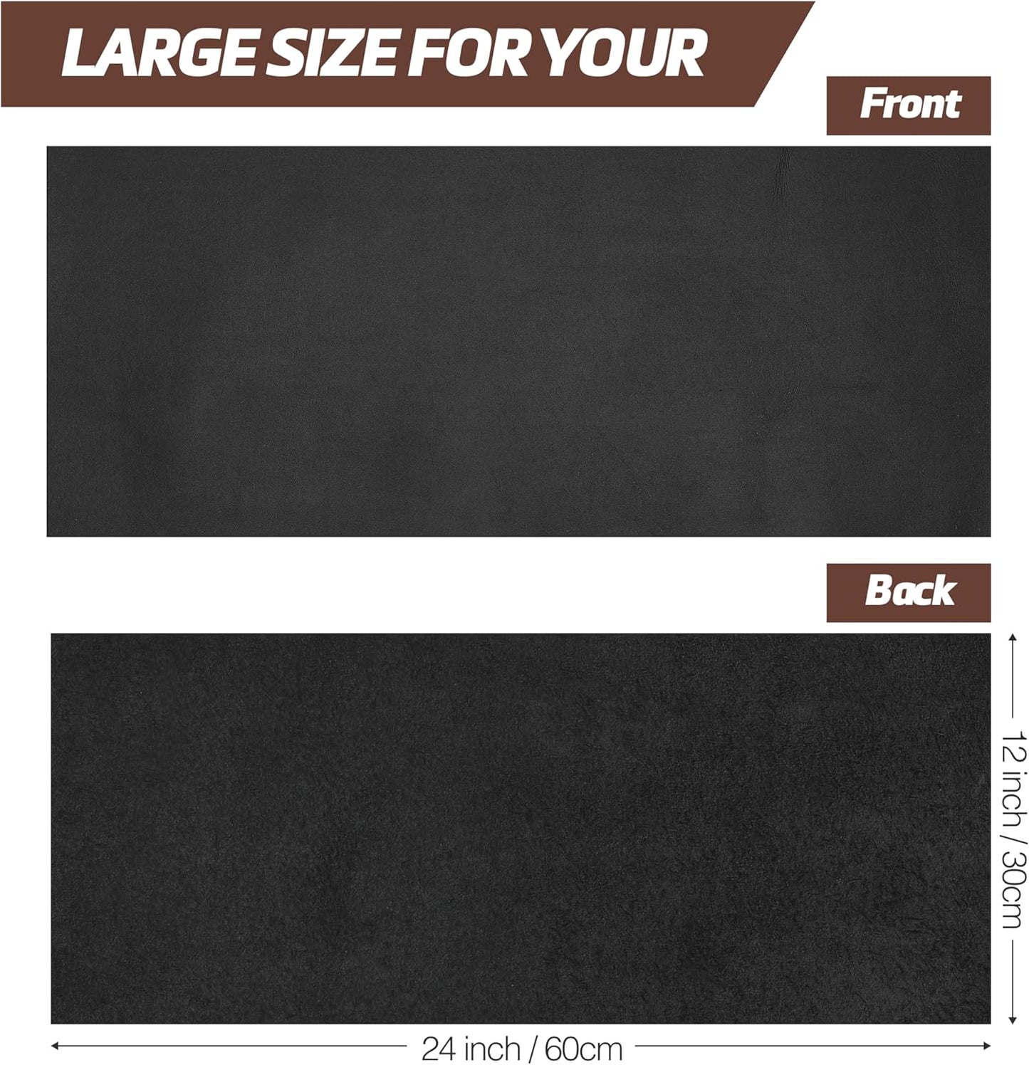 12''X24'' Full Grain Black Leather Sheets for Crafts - Pieces for Leather Working - 1.3MM Thick Cowhide Pieces - Sheet for Sewing Hobby Arts and Crafts