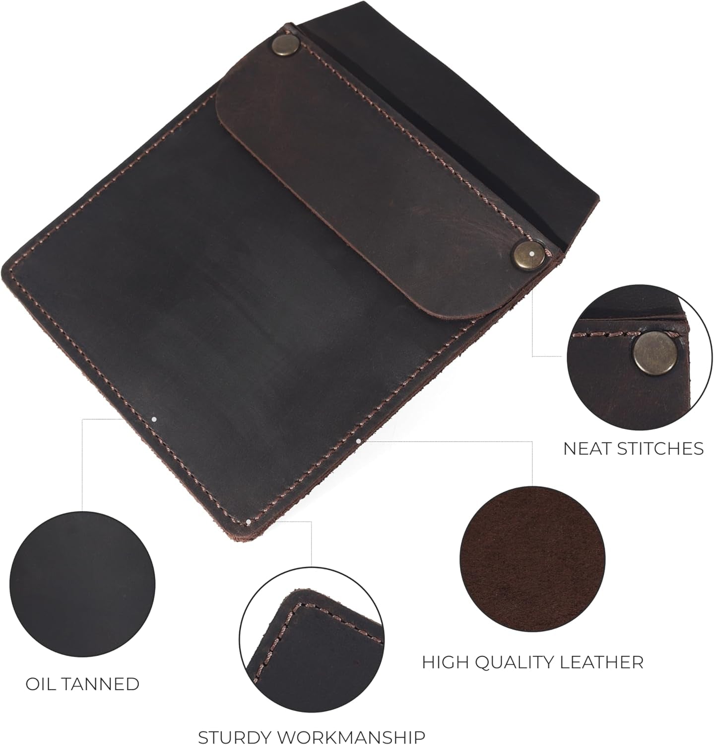 Premium Leather Brown Pocket Protector Tool Pouch – Heavy Duty Handmade Organizer for Pens, Screwdrivers, Utility Knives & Small Tools – Fits Shirt & Jacket Pockets (5.9” X 4.9”)
