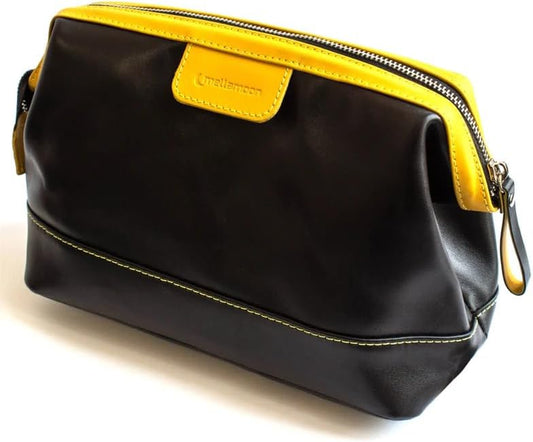 Genuine Leather Toiletry Bag for Men & Women – Large Waterproof Travel Dopp Kit – Handmade Shaving & Cosmetic Organizer – Classic Style Wash Bag for Bathroom, Gym, or Vacation