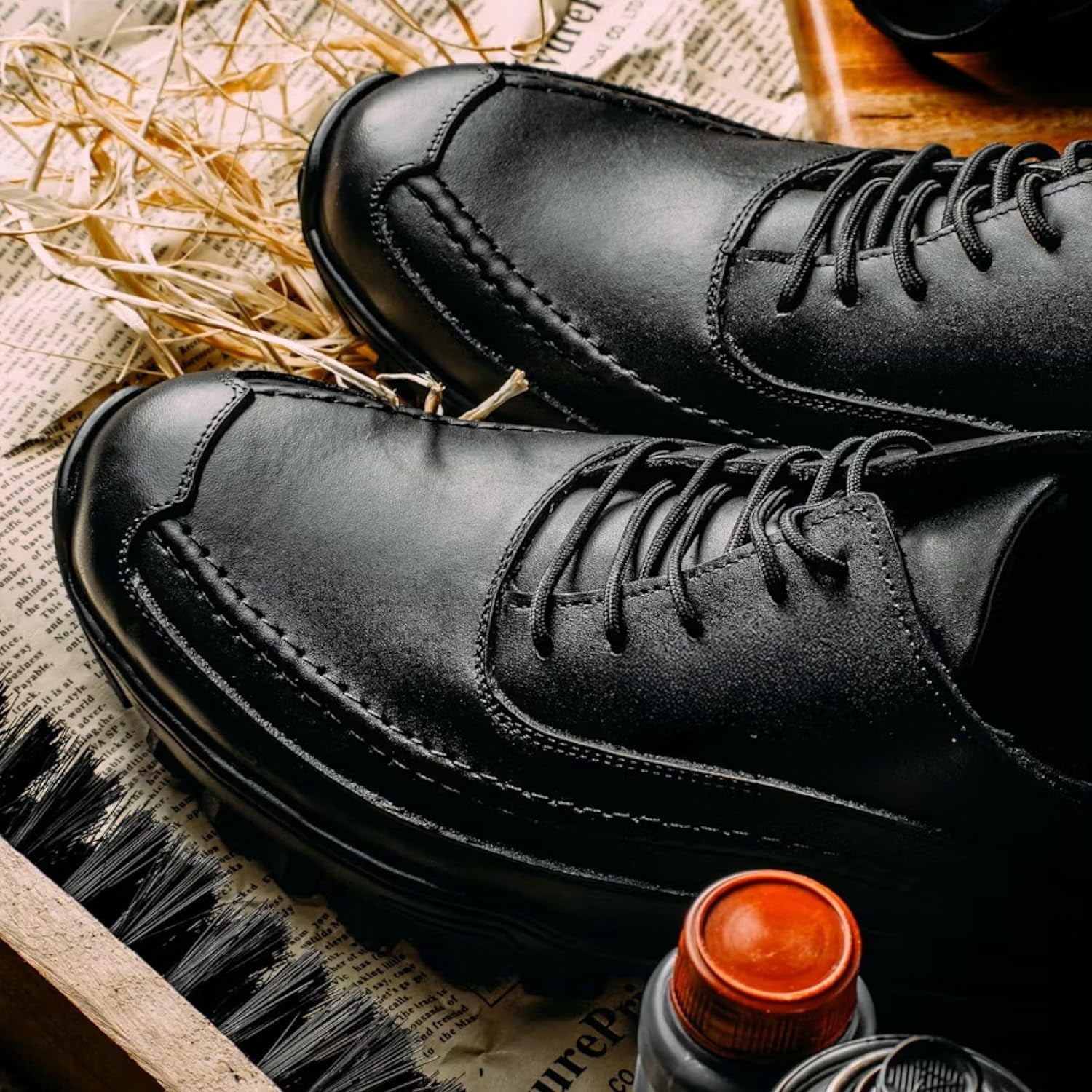 12''X24'' Faux Leather Fabric Sheet for Crafts - Black 1.6-1.8 MM Thick - Thick Durable Synthetic Upholstery Fake Leather Vinyl Sheet for Arts and Crafts