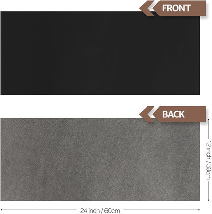 12''X24'' Faux Leather Fabric Sheet for Crafts - Black 1.6-1.8 MM Thick - Thick Durable Synthetic Upholstery Fake Leather Vinyl Sheet for Arts and Crafts