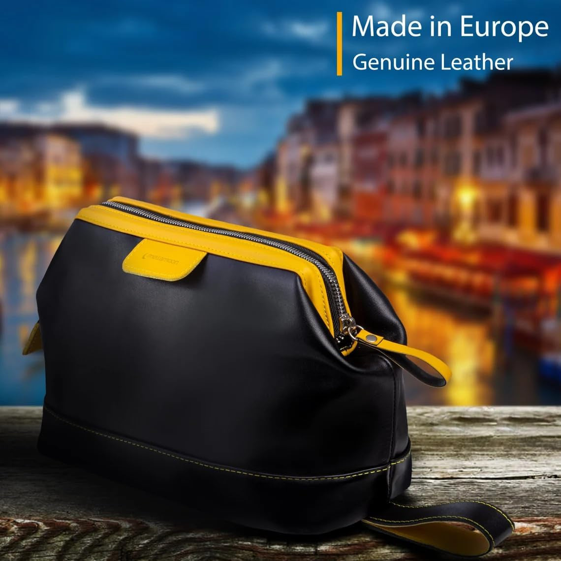 Genuine Leather Toiletry Bag for Men & Women – Large Waterproof Travel Dopp Kit – Handmade Shaving & Cosmetic Organizer – Classic Style Wash Bag for Bathroom, Gym, or Vacation